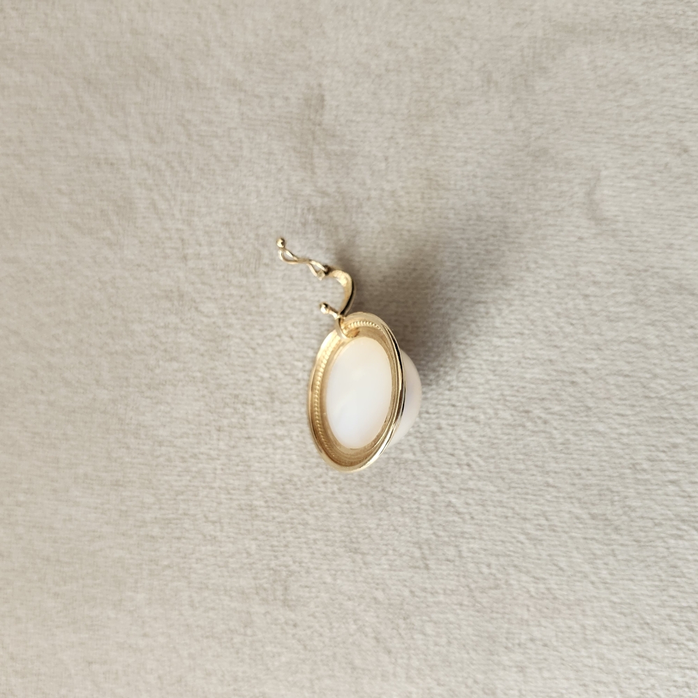 14K Gold Mabe Pearl Pendant Enhancer Vintage - Picture 6 of 7